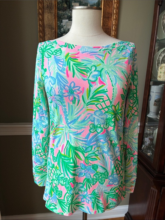 Lilly Pulitzer Tops - Lilly Pulitzer Aleah Pink, Green and Blue Boatneck Long Sleeve Top Size Medium